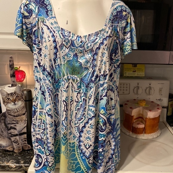 P womens Live and Let Live casual stretch short sleeve plus size top size 2X - Picture 1 of 4